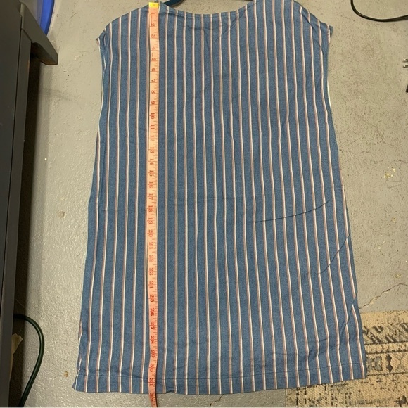 Wilfred Free Nori Blue Striped Mini Shirt Dress Sz S Relaxed Fit Chambray Denim - Picture 8 of 12